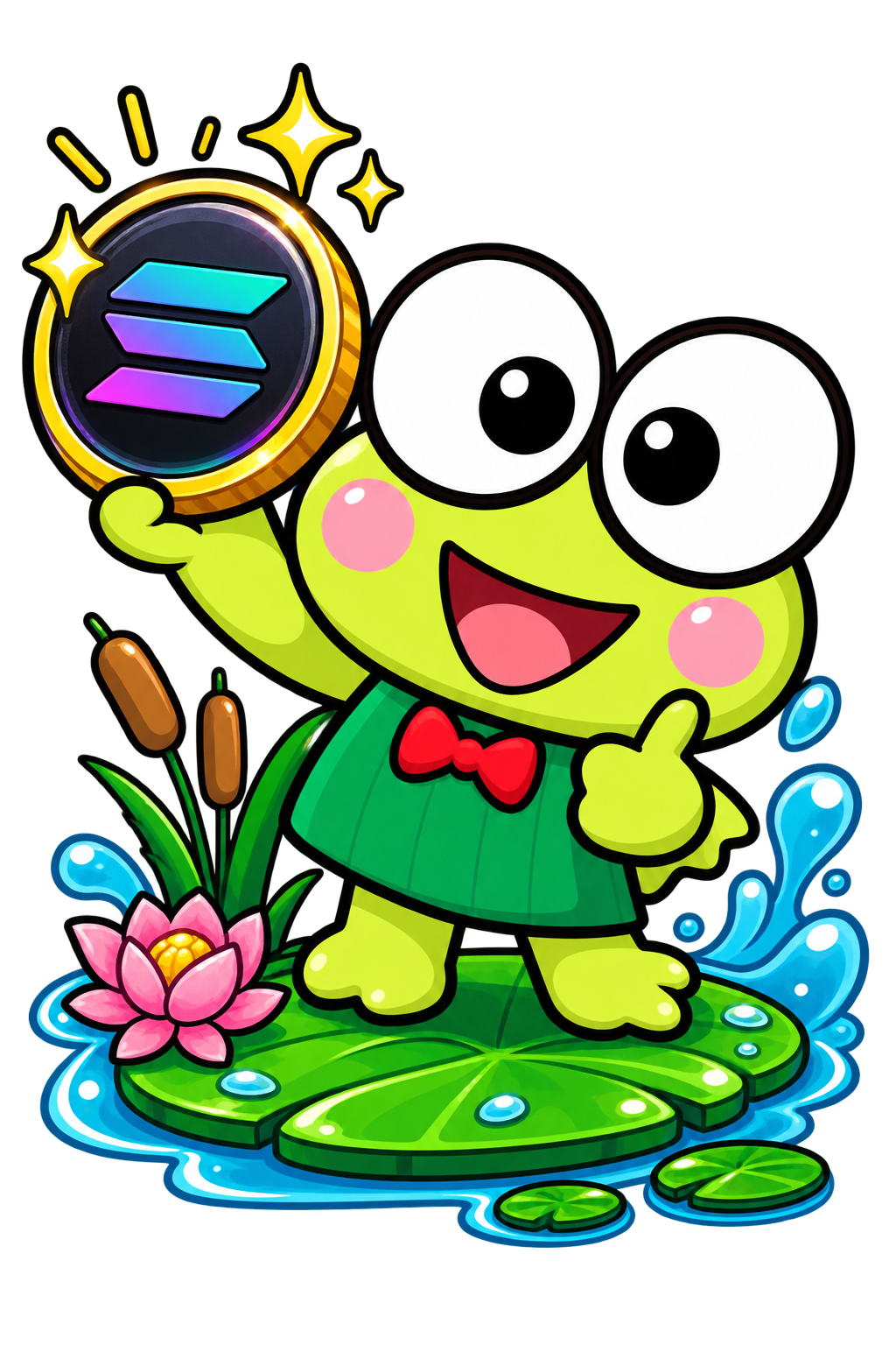 Frog with the Solana symbol